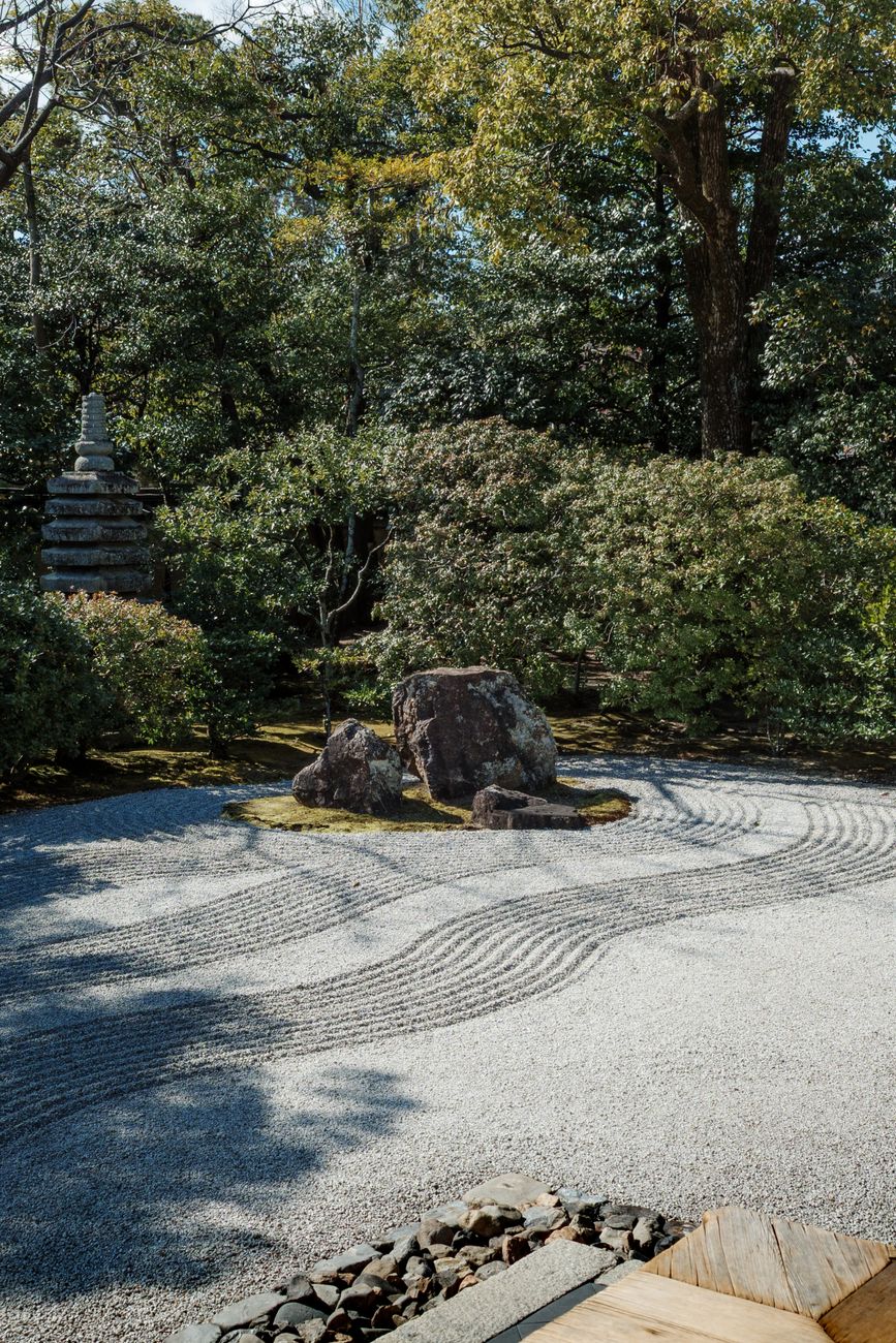 Minimalist Japanese wooden temple terrace